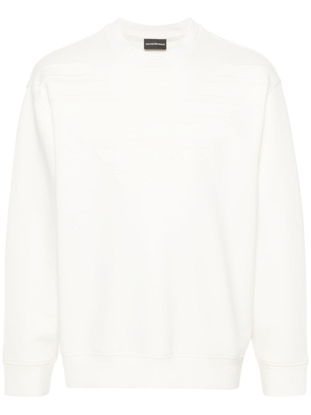 Emporio Armani logo-embossed scuba-jersey sweatshirt - White von Emporio Armani