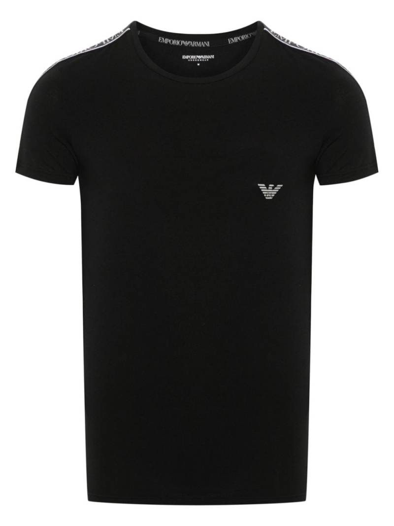 Emporio Armani logo-embroidered T-shirt - Black von Emporio Armani