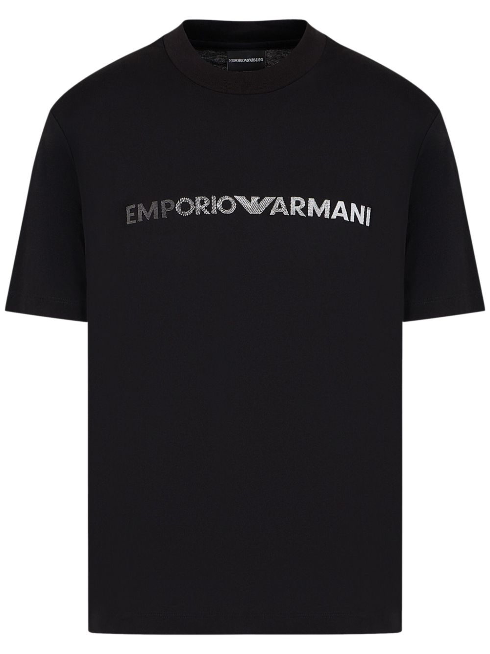 Emporio Armani logo-embroidered cotton T-shirt - Black von Emporio Armani
