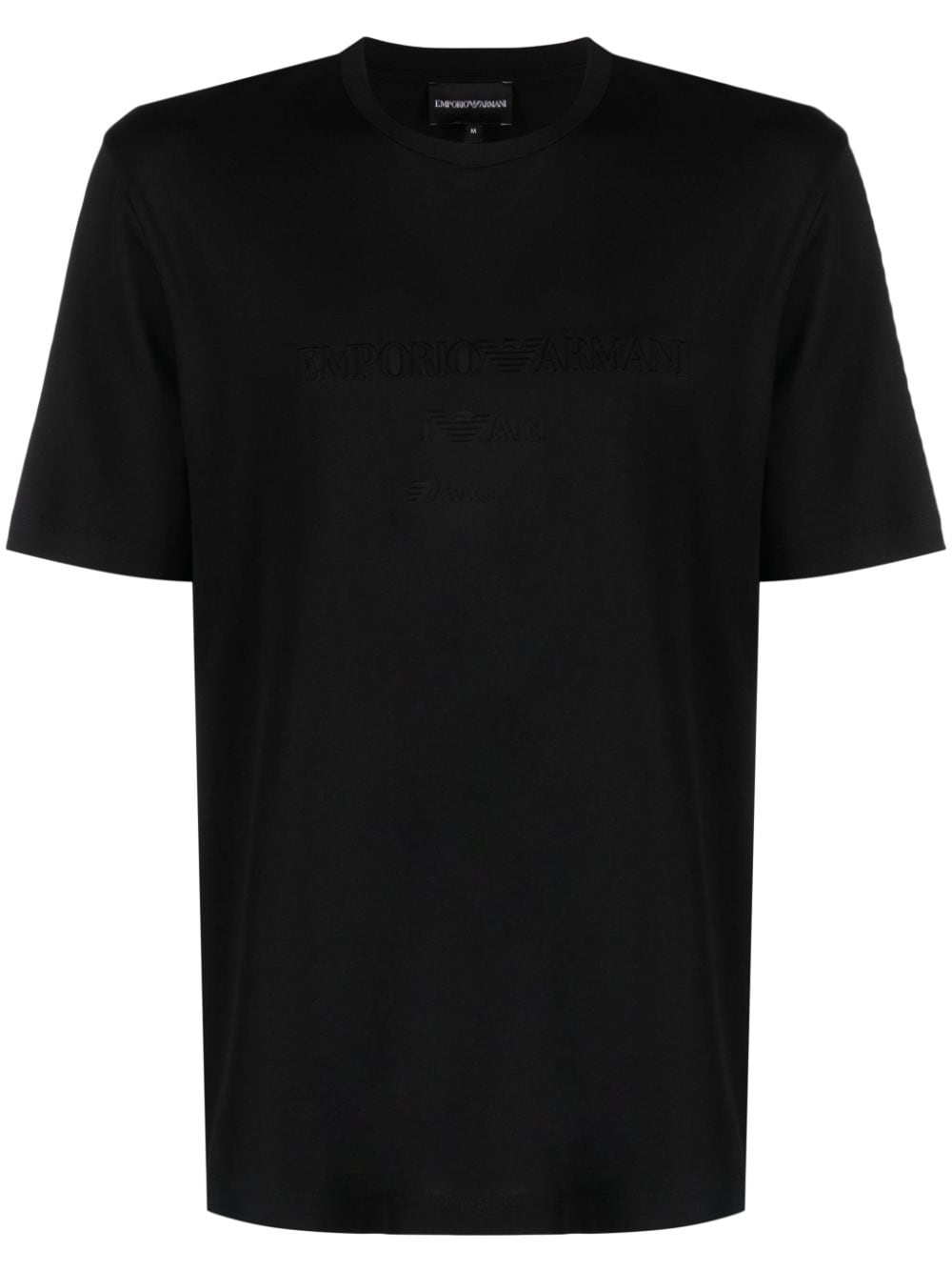 Emporio Armani logo-embroidered cotton T-shirt - Black von Emporio Armani