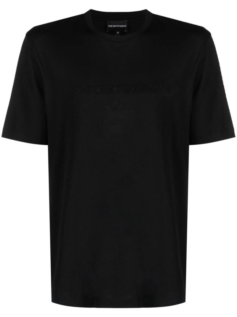 Emporio Armani logo-embroidered cotton T-shirt - Black von Emporio Armani