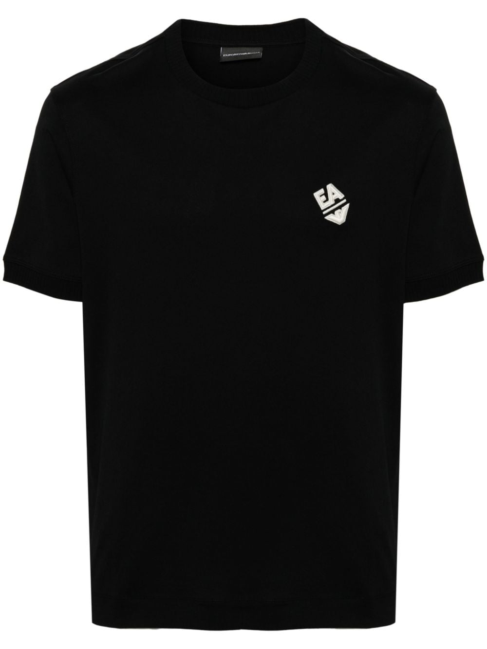 Emporio Armani logo-embroidered cotton T-shirt - Black von Emporio Armani