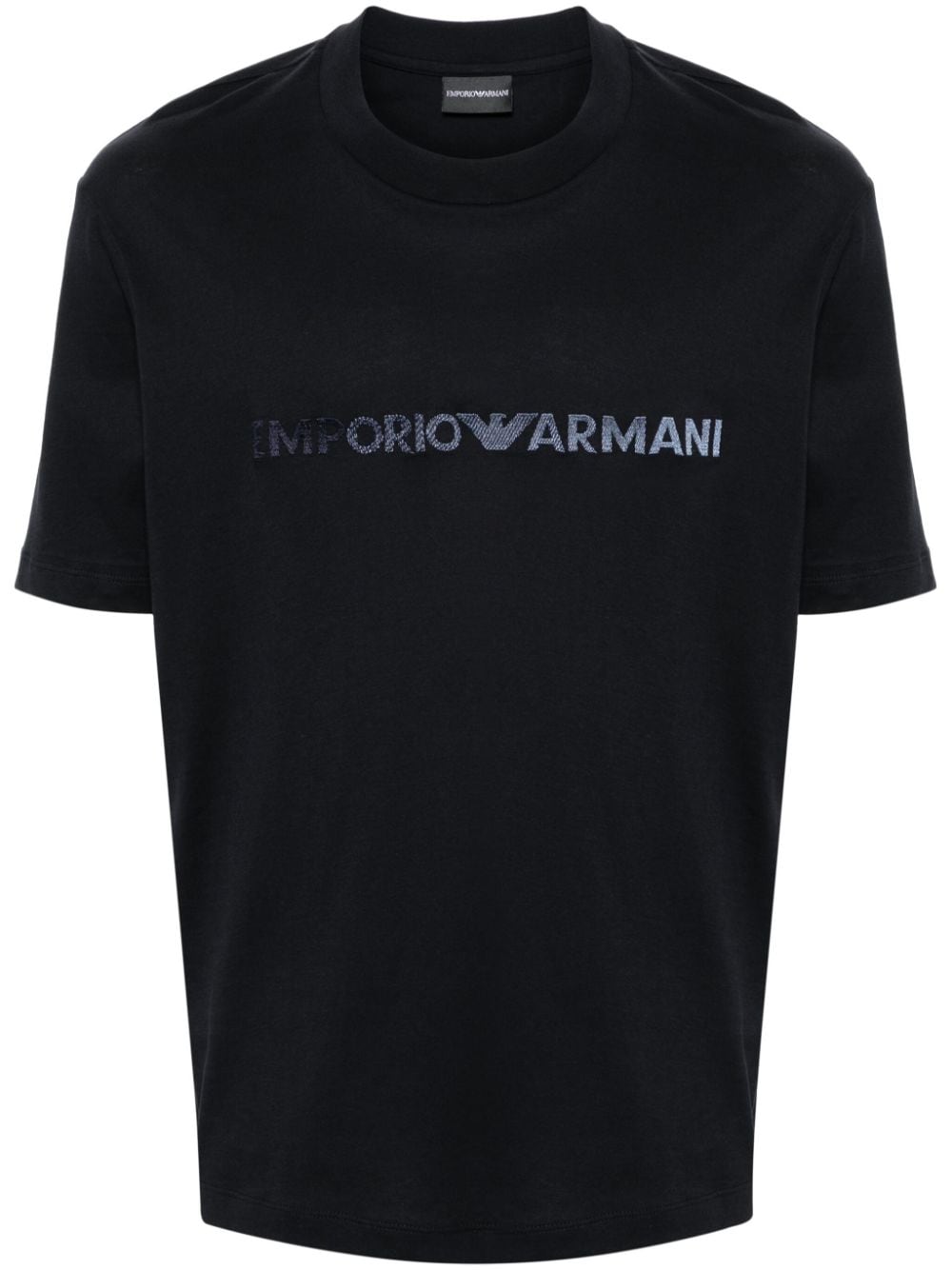 Emporio Armani logo-embroidered cotton T-shirt - Blue von Emporio Armani