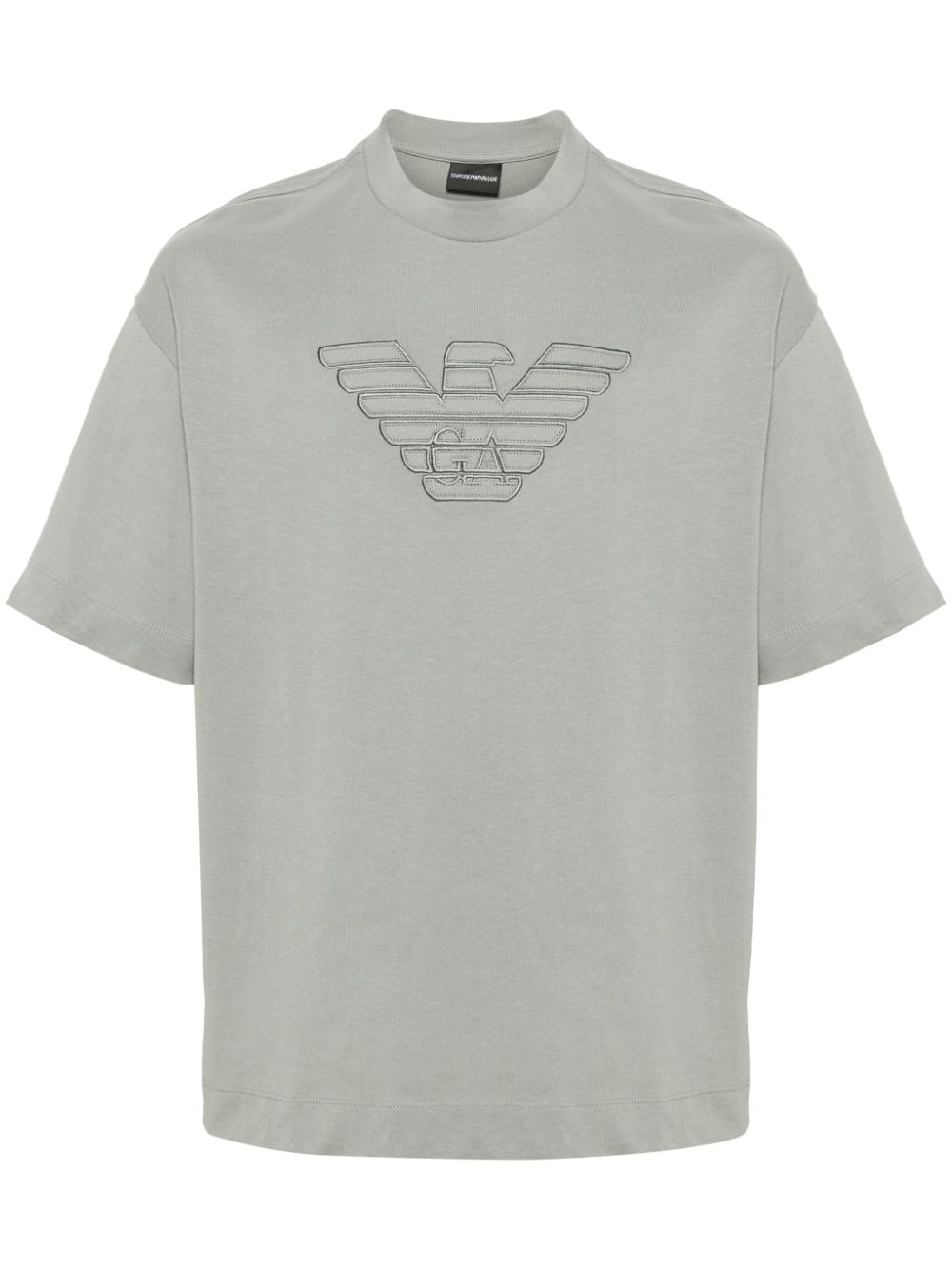 Emporio Armani logo-embroidered cotton T-shirt - Grey von Emporio Armani