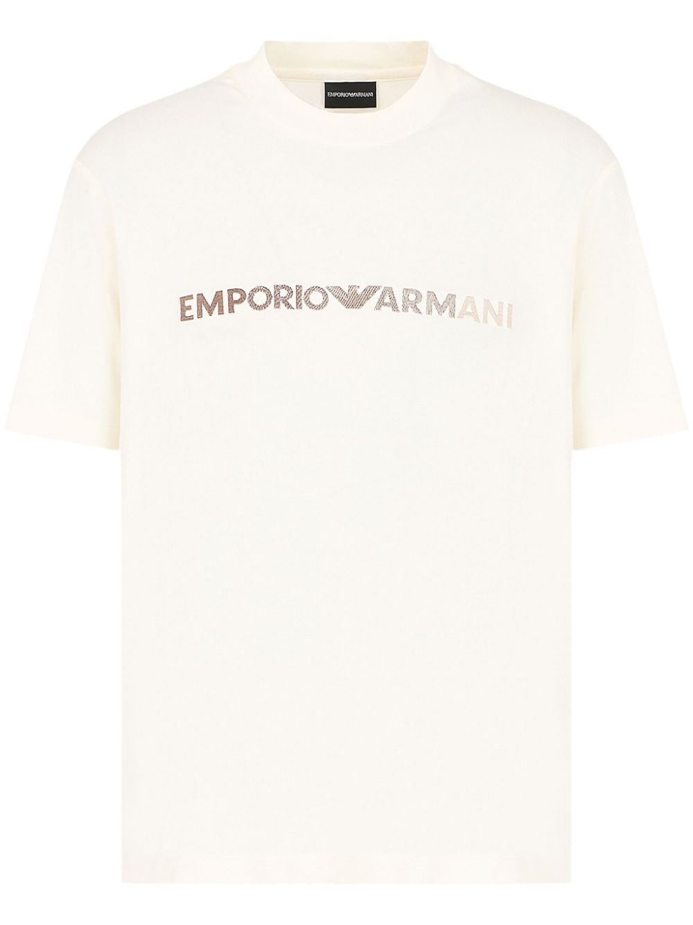 Emporio Armani logo-embroidered cotton T-shirt - Neutrals von Emporio Armani