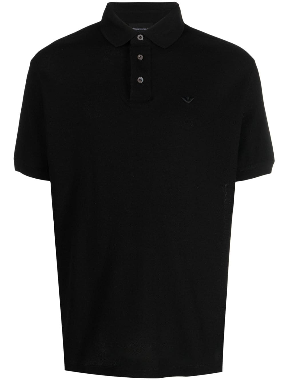 Emporio Armani logo-embroidered cotton polo shirt - Black von Emporio Armani