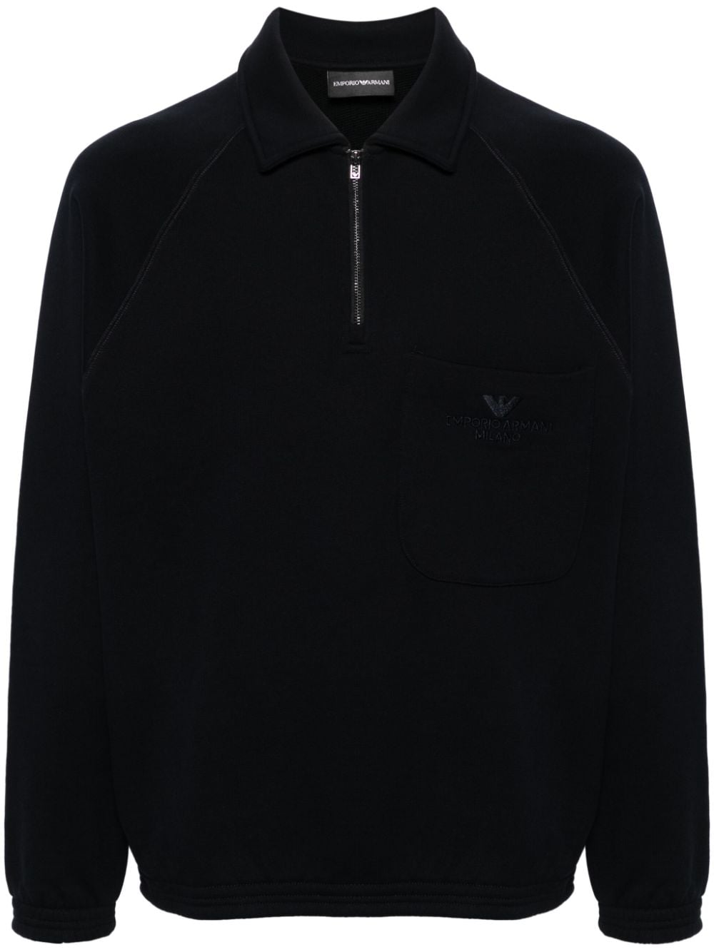 Emporio Armani logo-embroidered cotton polo shirt - Blue von Emporio Armani