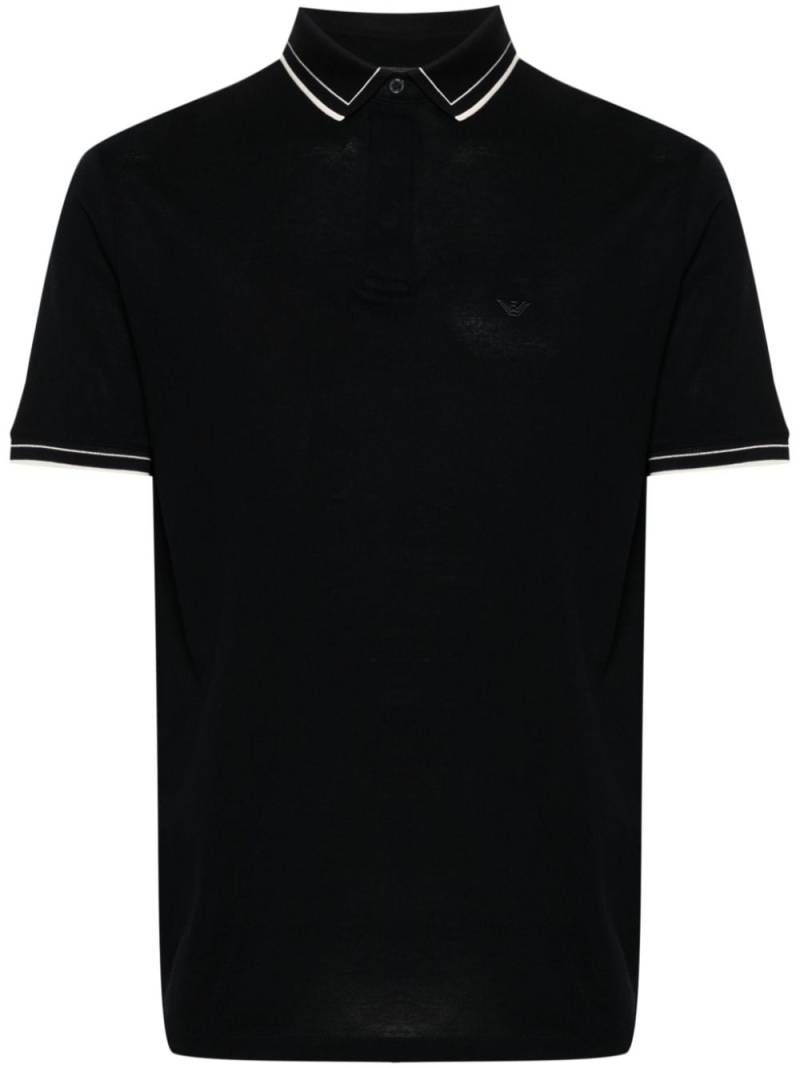 Emporio Armani logo-embroidered cotton polo shirt - Blue von Emporio Armani