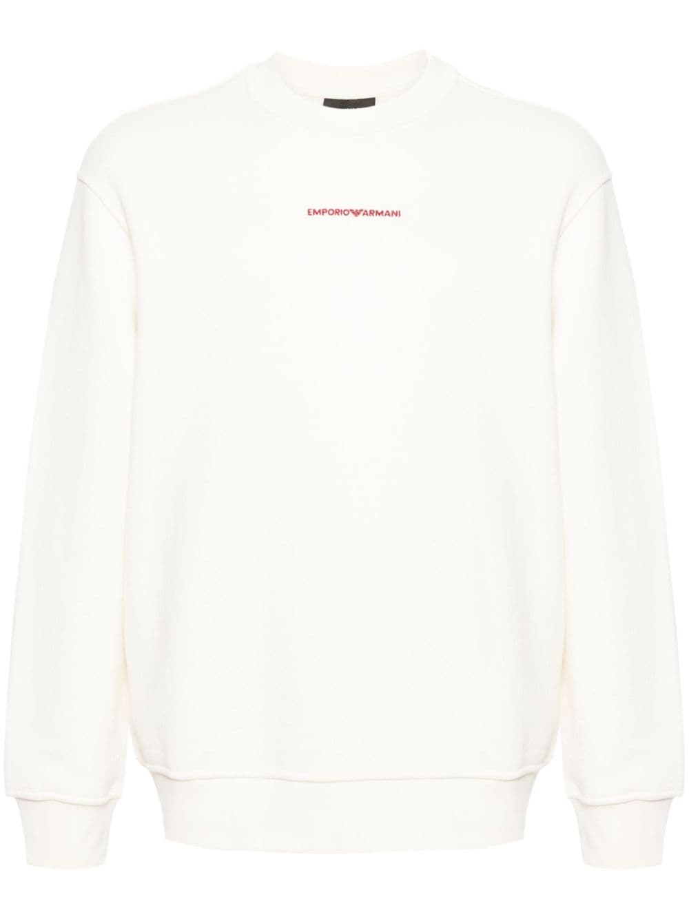 Emporio Armani logo-embroidered cotton sweatshirt - White von Emporio Armani