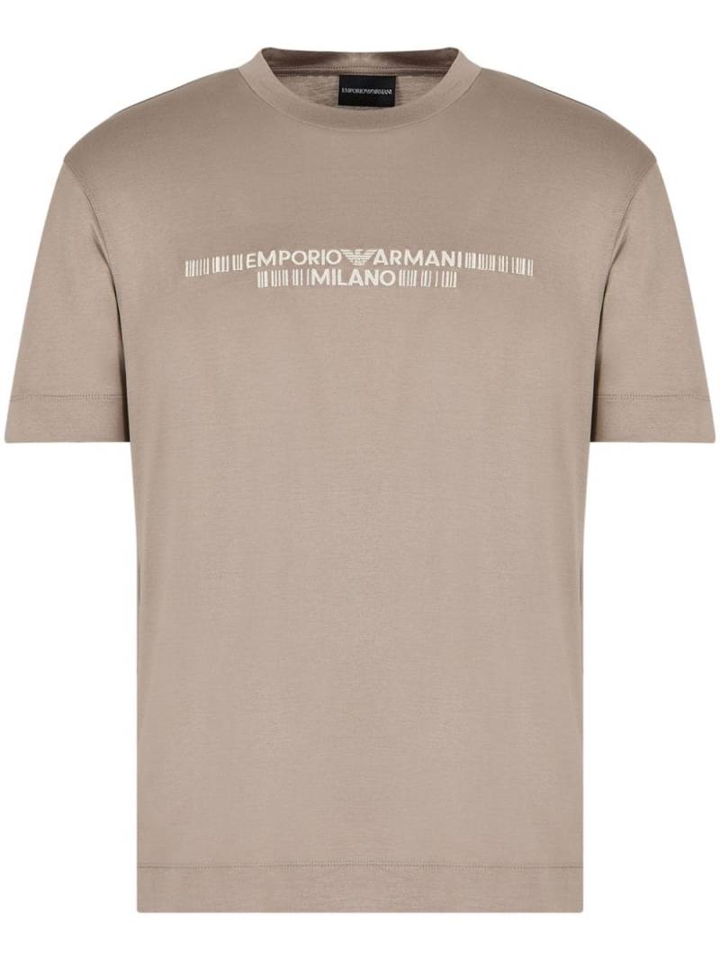 Emporio Armani logo-embroidered crew-neck T-shirt - Neutrals von Emporio Armani
