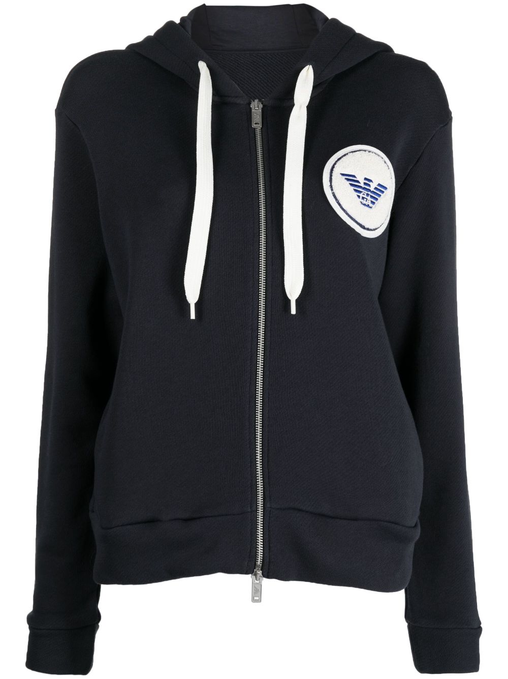 Emporio Armani logo-embroidered hooded jacket - Blue von Emporio Armani