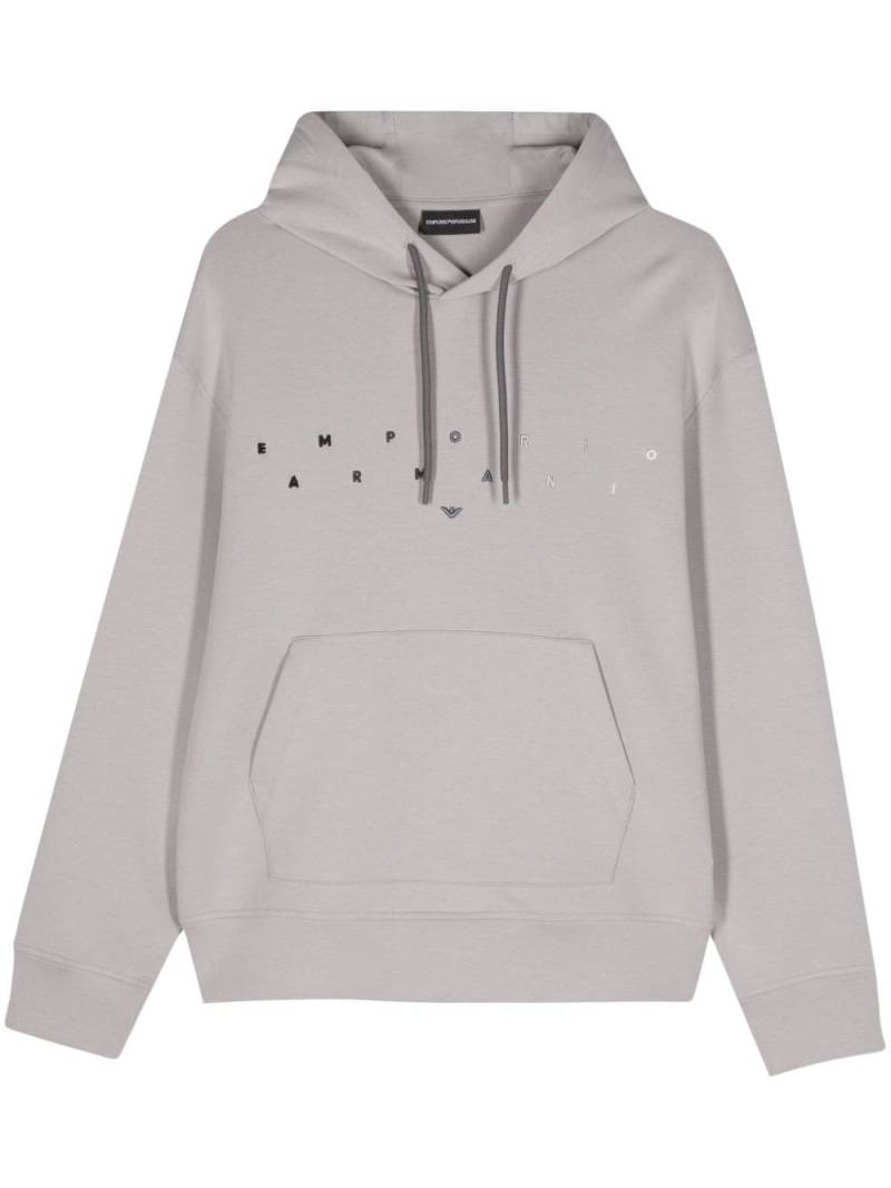 Emporio Armani logo-embroidered hoodie - Grey von Emporio Armani