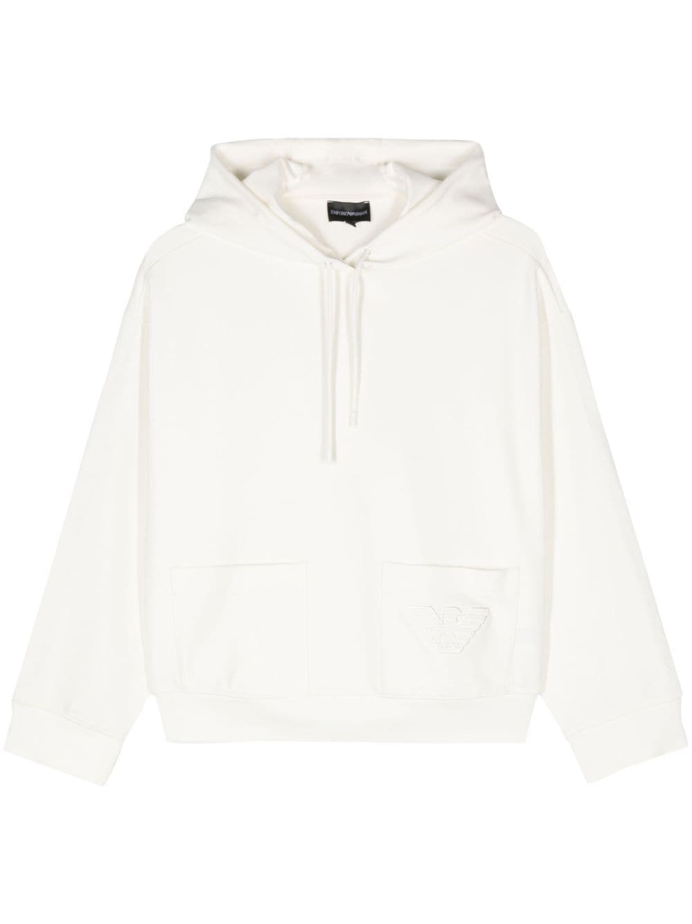 Emporio Armani logo-embroidered hoodie - Neutrals von Emporio Armani