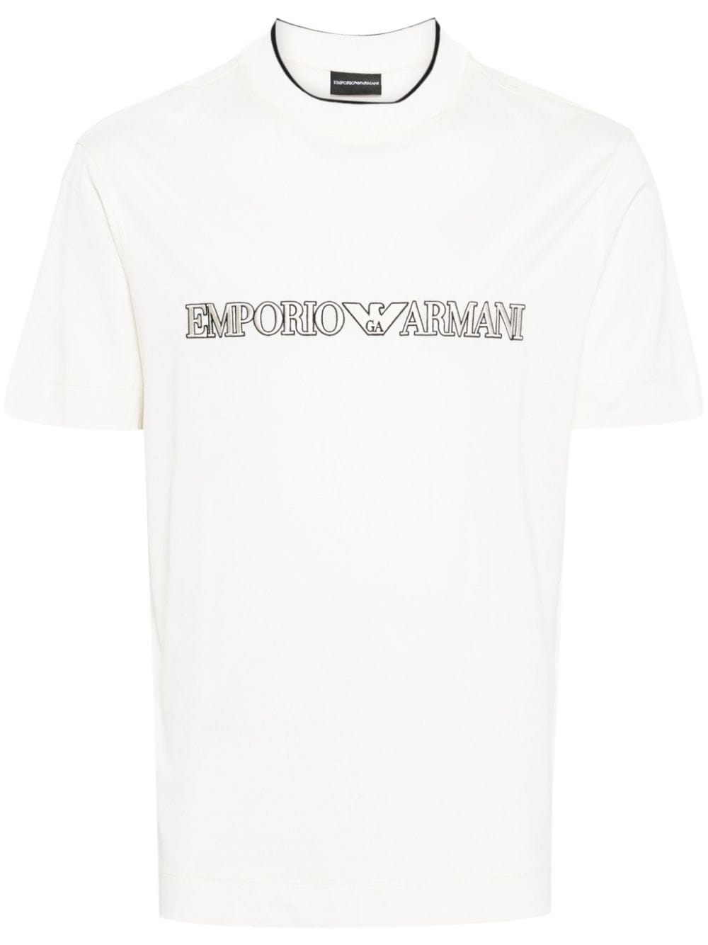 Emporio Armani logo-embroidered jersey T-shirt - Neutrals von Emporio Armani