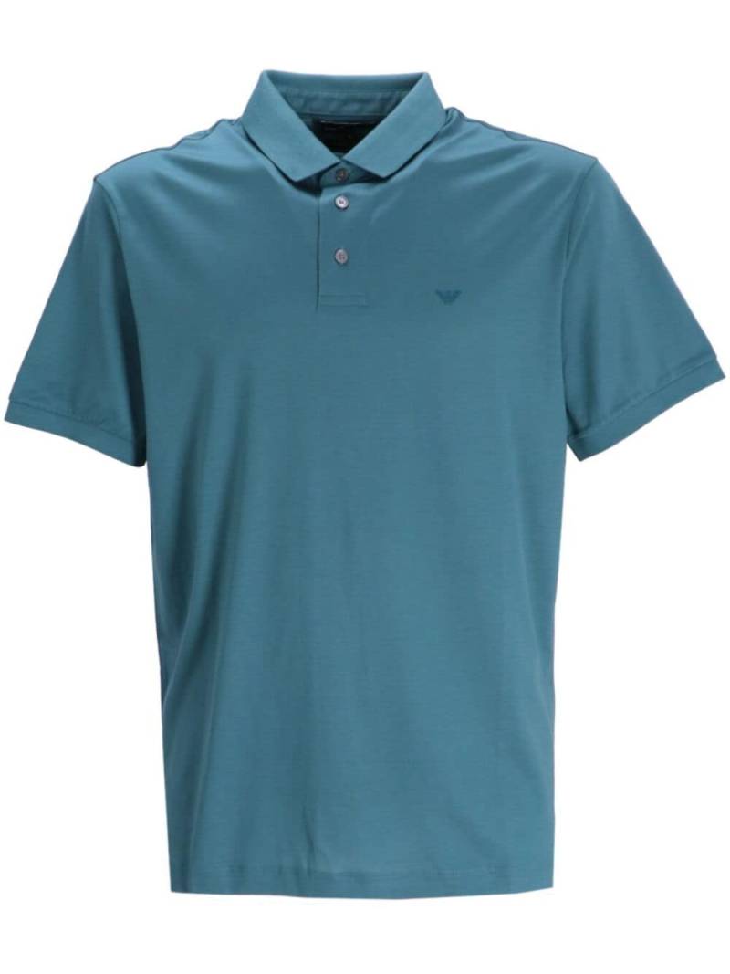 Emporio Armani logo-embroidered jersey polo shirt - Blue von Emporio Armani