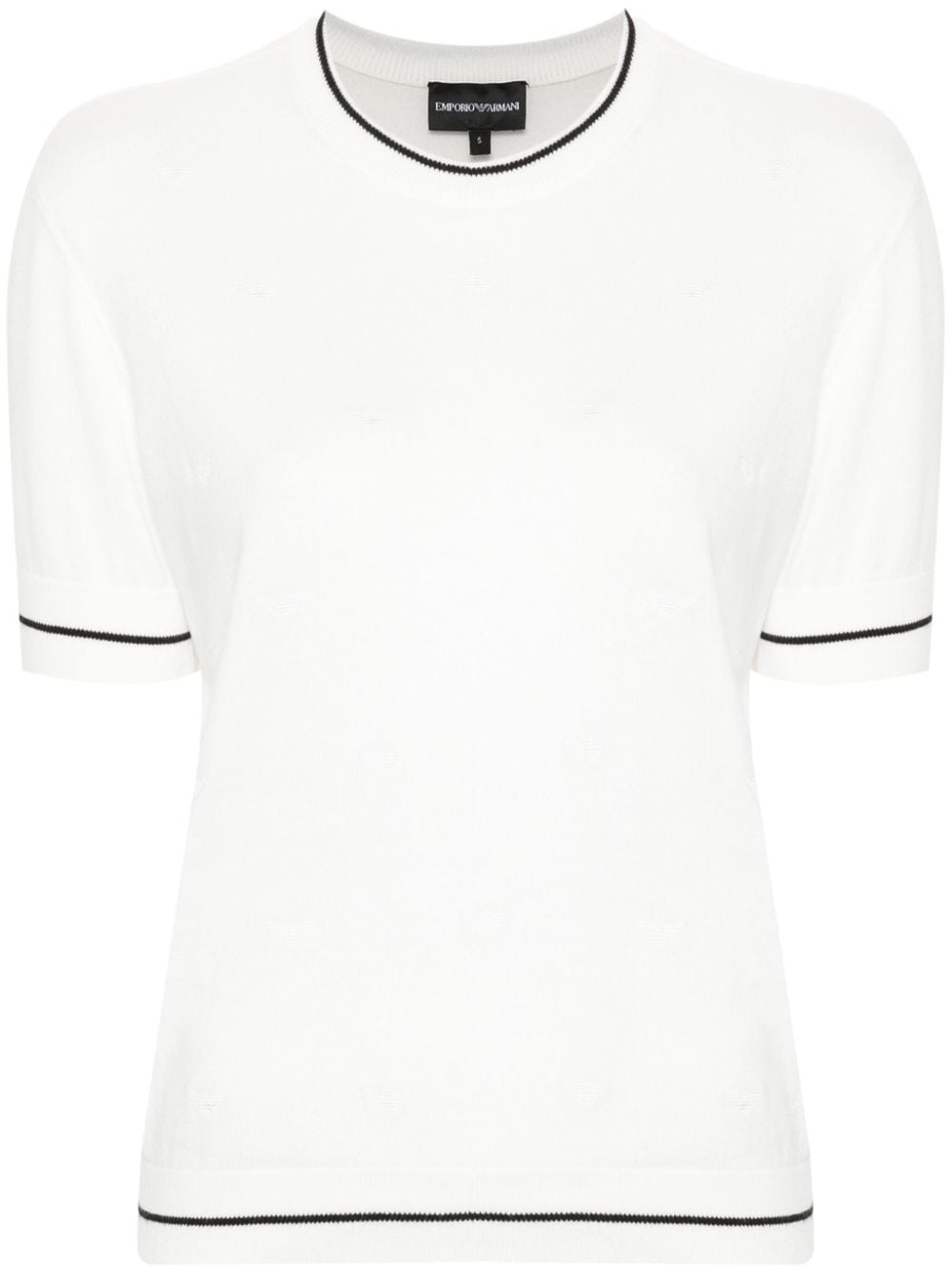 Emporio Armani logo-embroidered knitted top - White von Emporio Armani