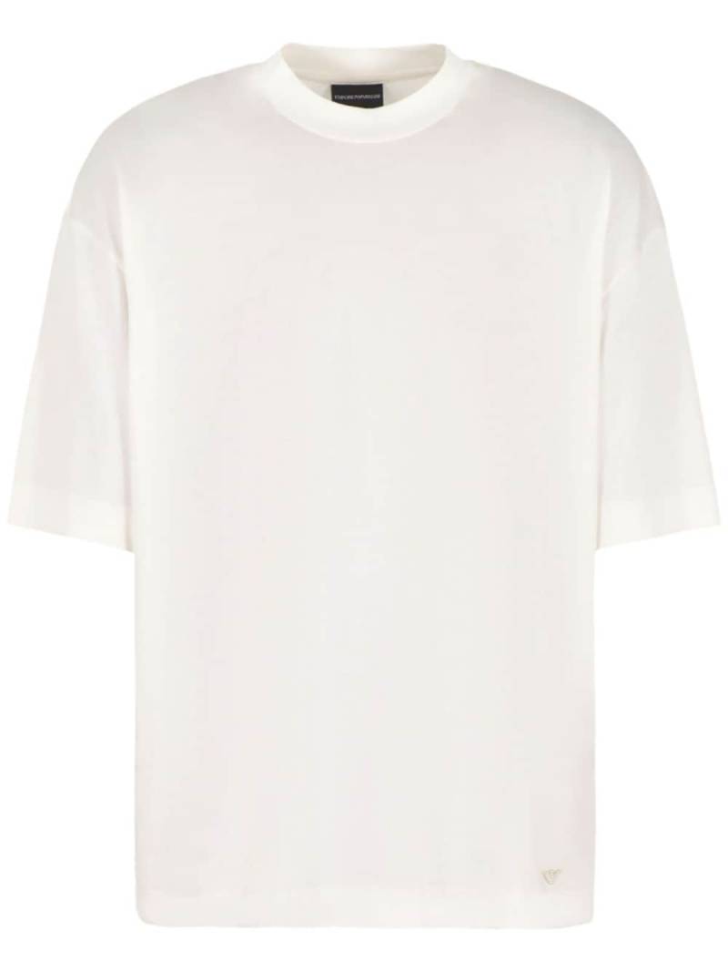 Emporio Armani logo-embroidered lyocell-blend T-shirt - White von Emporio Armani