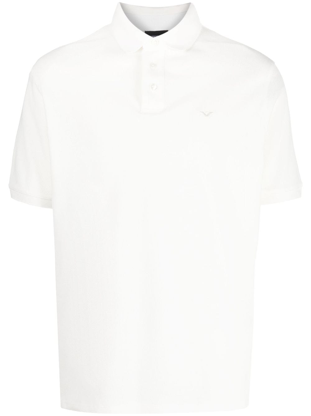 Emporio Armani logo-embroidered polo collar - White von Emporio Armani