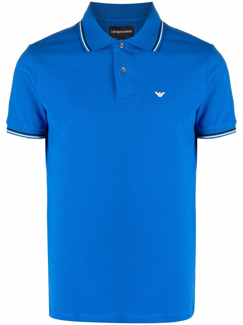 Emporio Armani logo-embroidered polo shirt - Blue von Emporio Armani