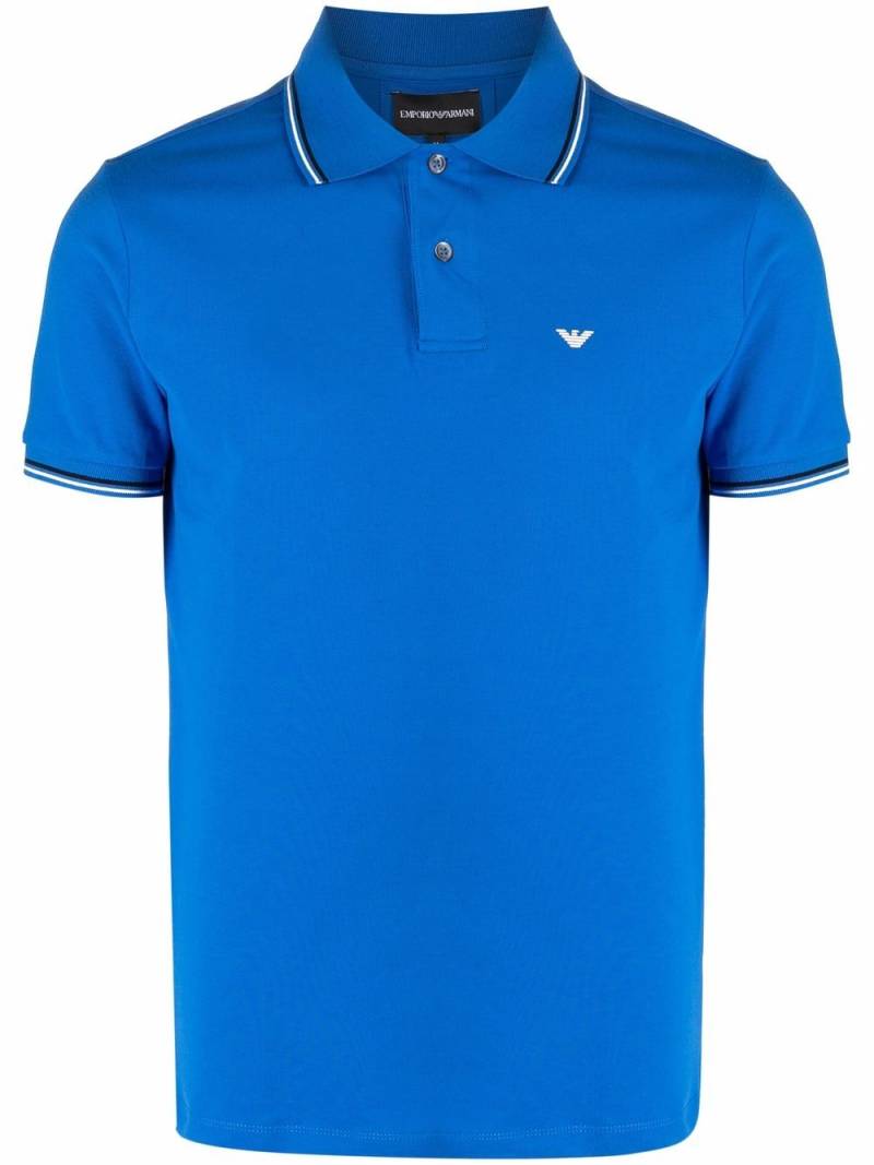 Emporio Armani logo-embroidered polo shirt - Blue von Emporio Armani