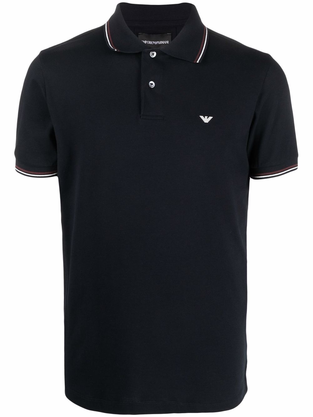 Emporio Armani logo-embroidered polo shirt - Blue von Emporio Armani