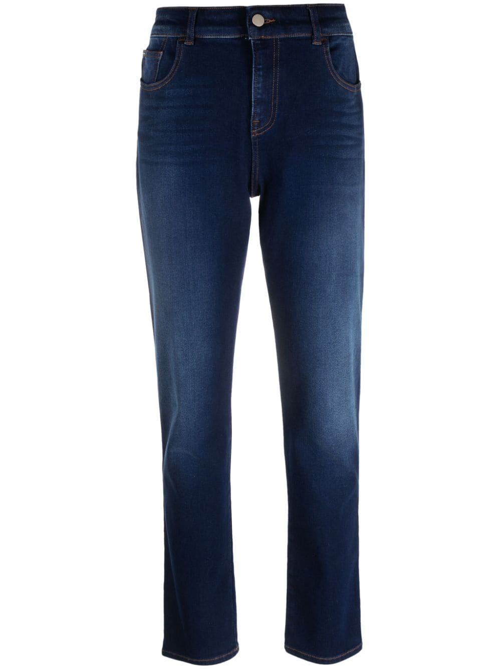 Emporio Armani logo-embroidered slim-cut jeans - Blue von Emporio Armani