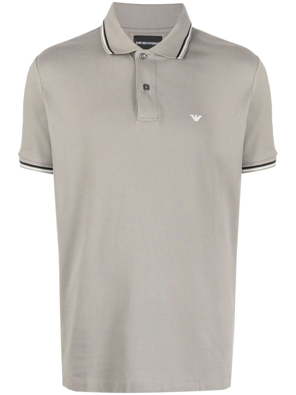 Emporio Armani logo-embroidered striped polo shirt - Grey von Emporio Armani