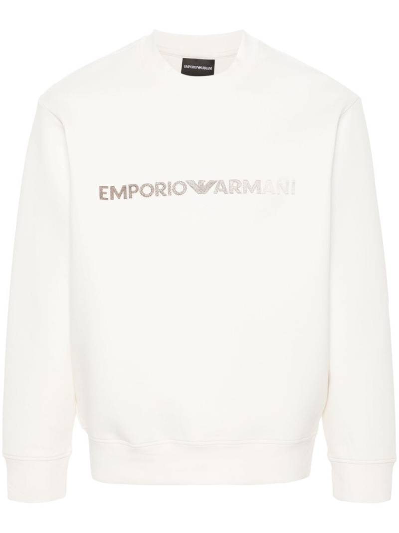 Emporio Armani logo-embroidered sweatshirt - Neutrals von Emporio Armani