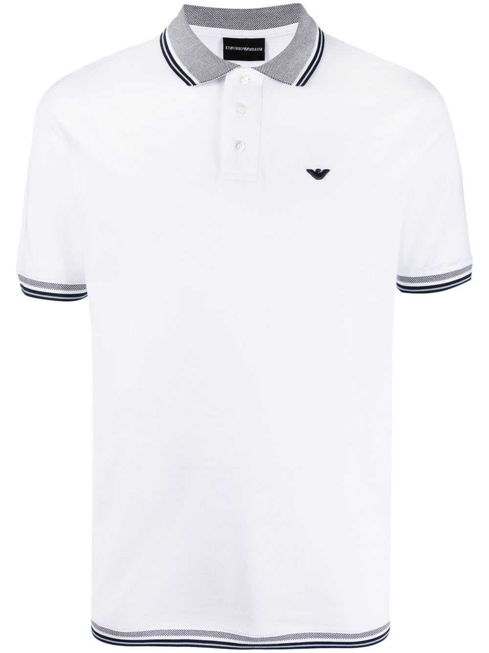 Emporio Armani logo-embroidered tipped polo shirt - White von Emporio Armani