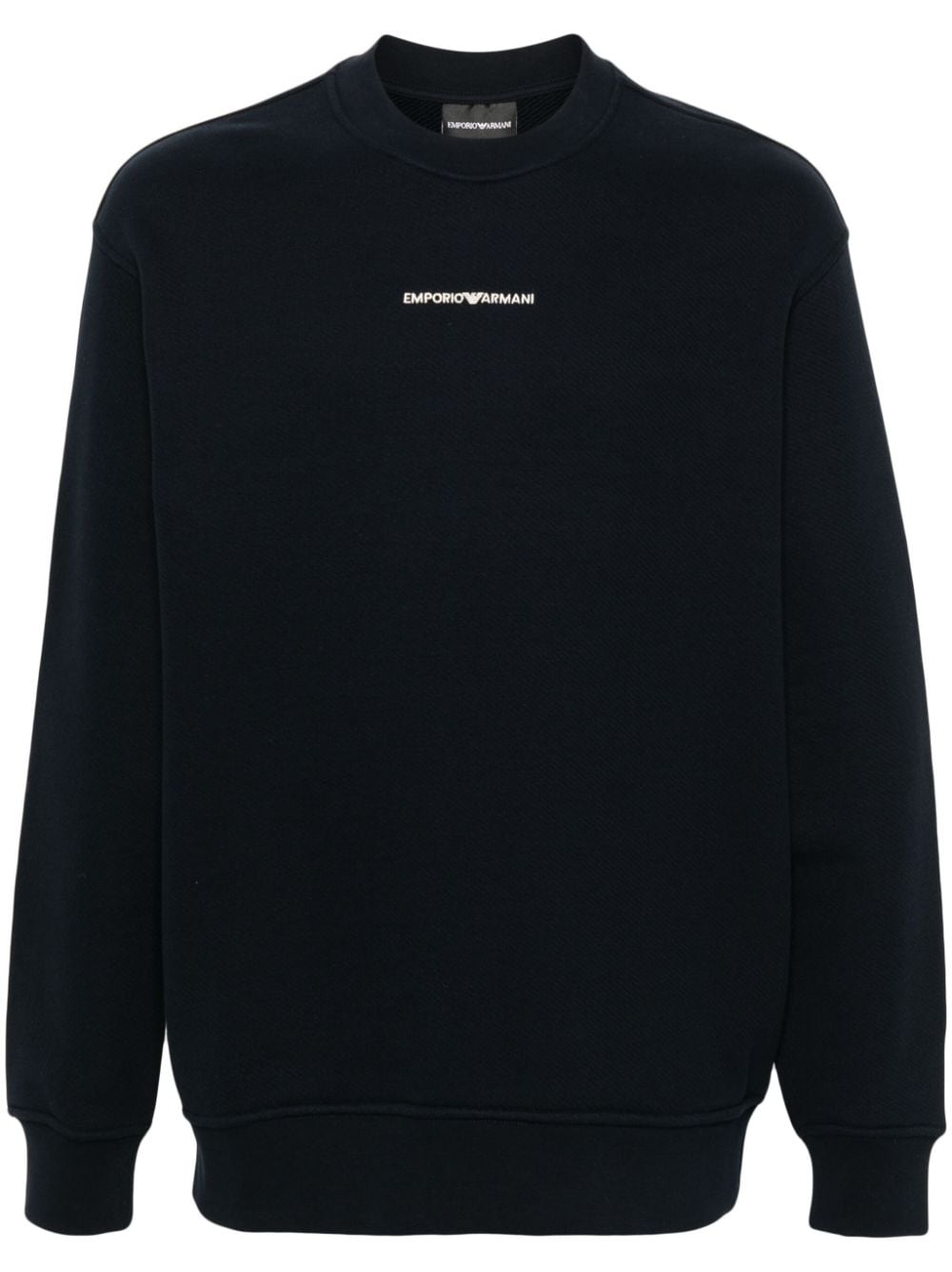 Emporio Armani logo-embroidery cotton sweatshirt - Blue von Emporio Armani