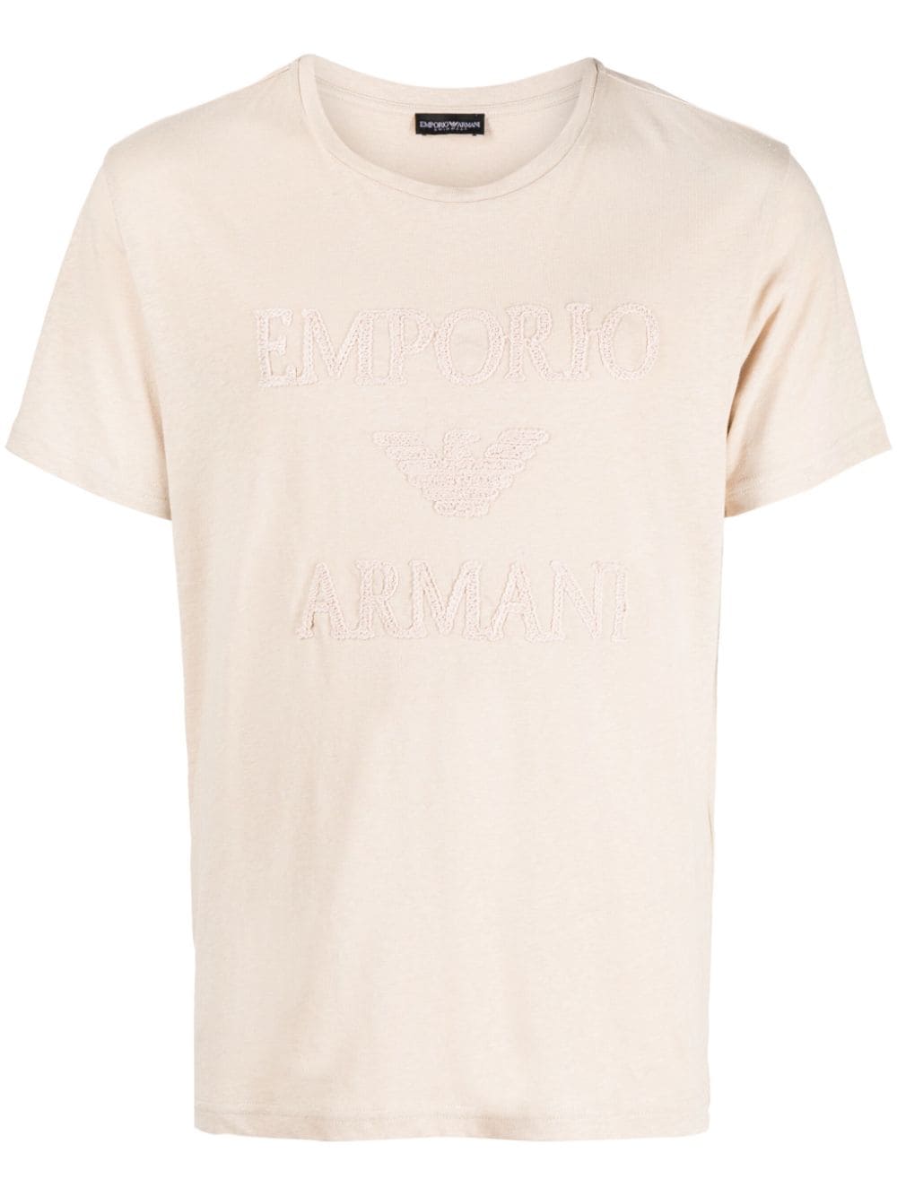 Emporio Armani logo-embroidery crew-neck T-shirt - Brown von Emporio Armani