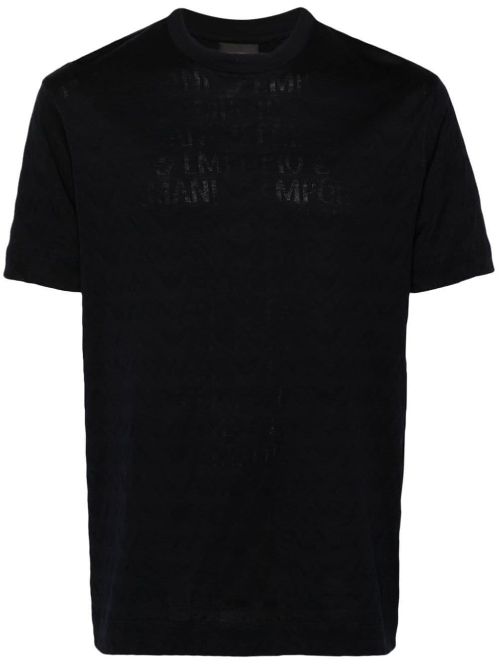 Emporio Armani logo-jacquard cotton T-shirt - Blue von Emporio Armani