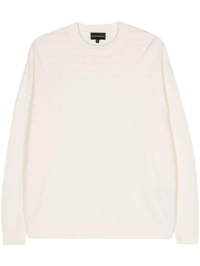 Emporio Armani logo-jacquard cotton jumper - Neutrals von Emporio Armani