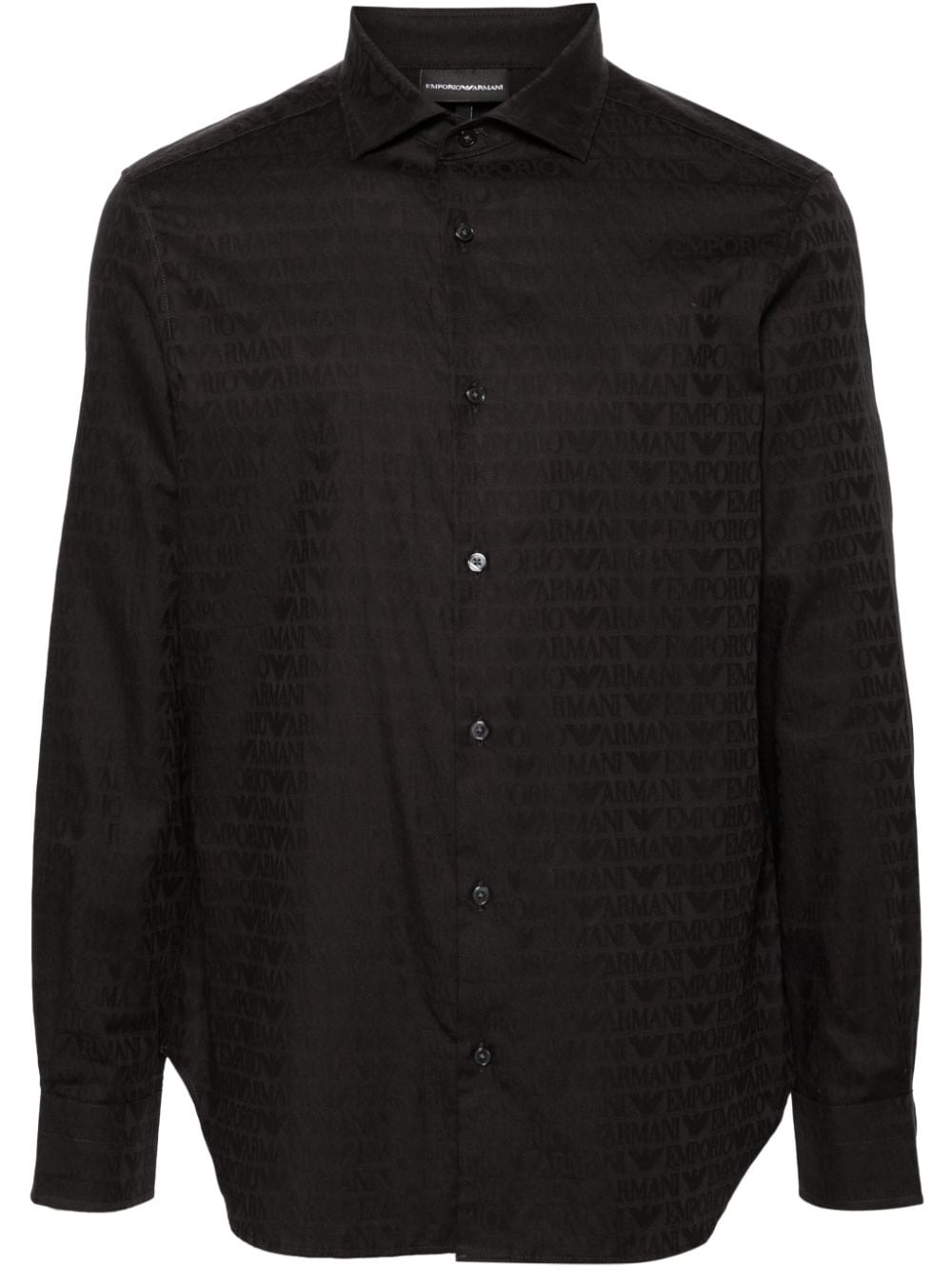 Emporio Armani logo-jacquard cotton shirt - Black von Emporio Armani