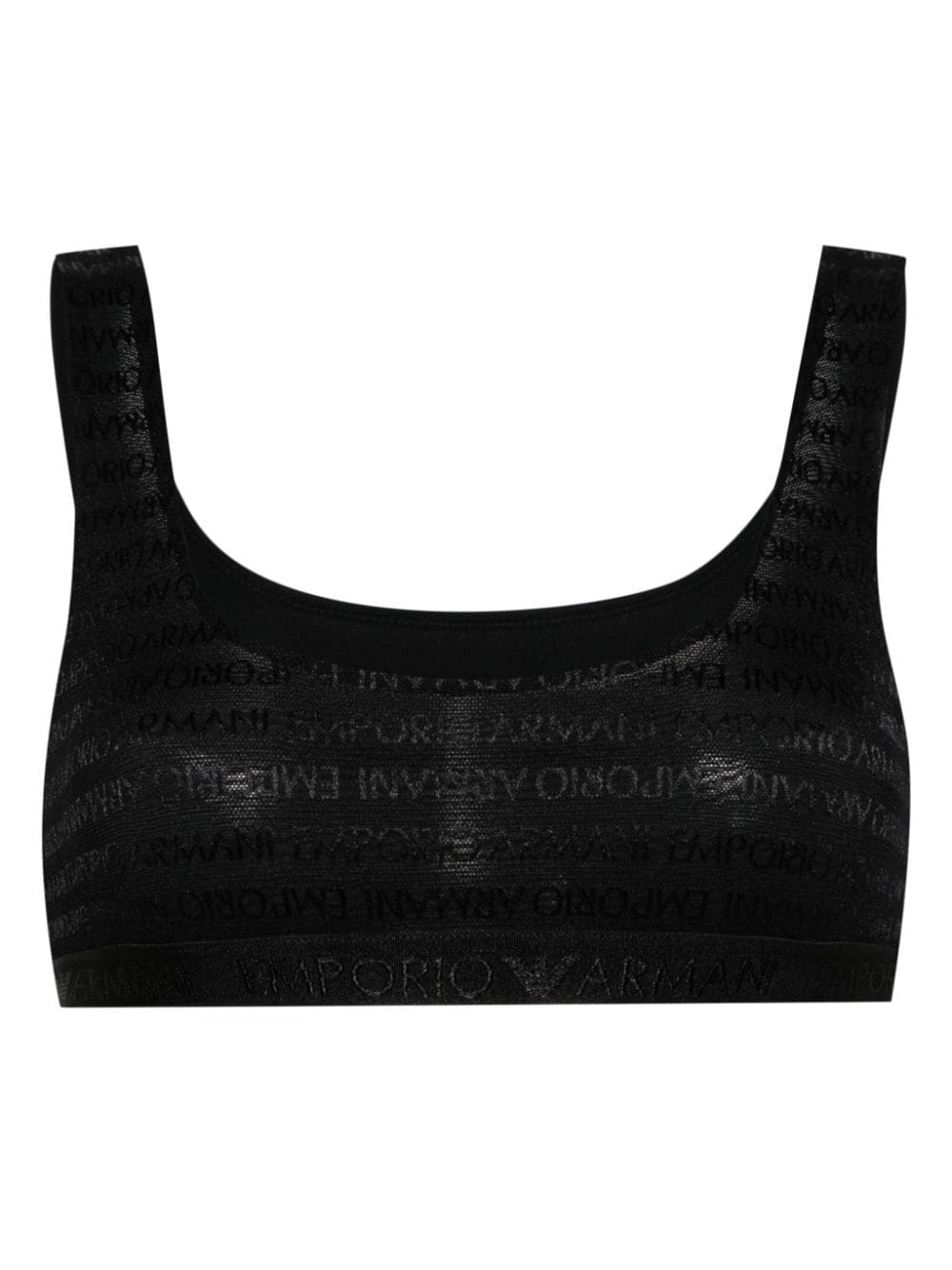 Emporio Armani logo-jacquard mesh bra - Black von Emporio Armani
