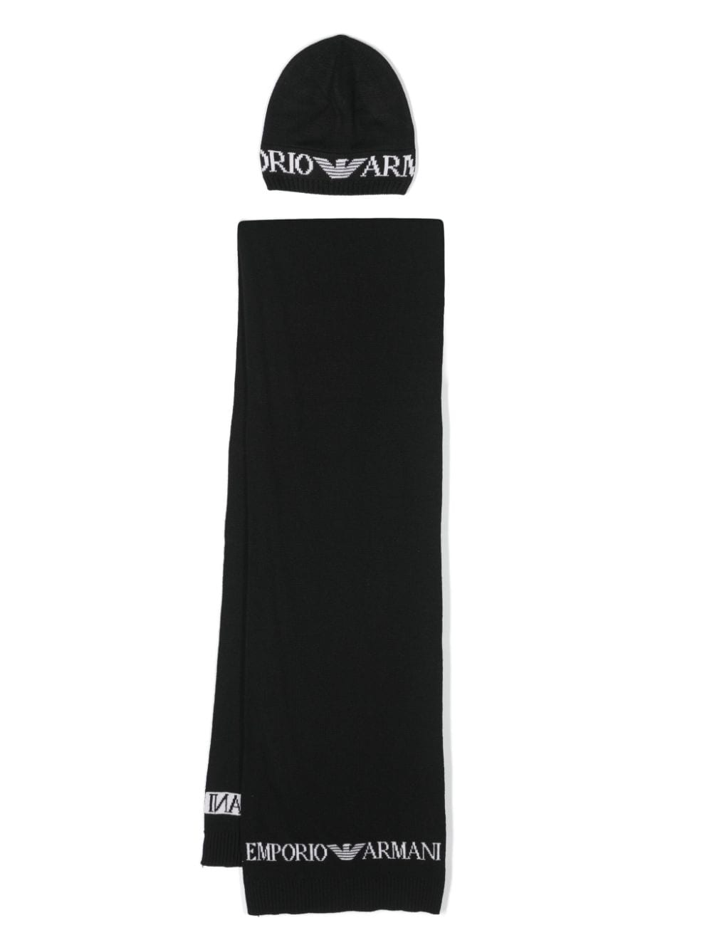 Emporio Armani logo-jacquard scarf set - Black von Emporio Armani