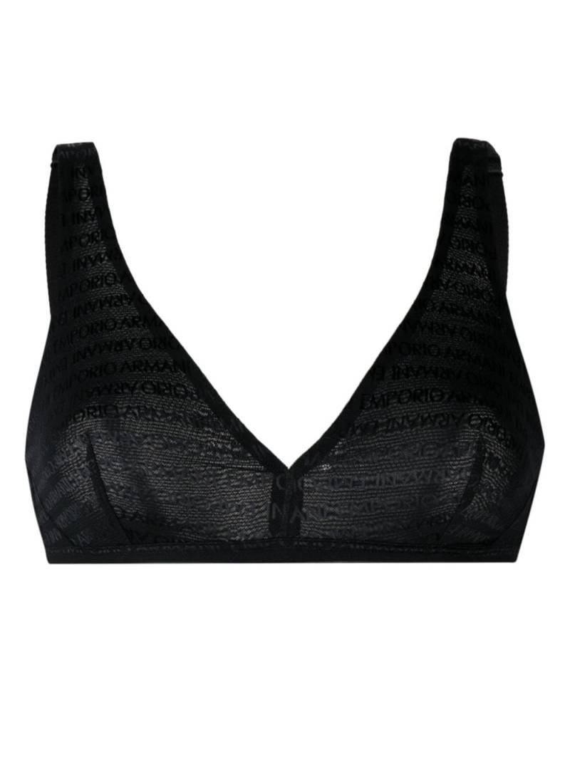 Emporio Armani logo-jacquard triangle bralette - Black von Emporio Armani