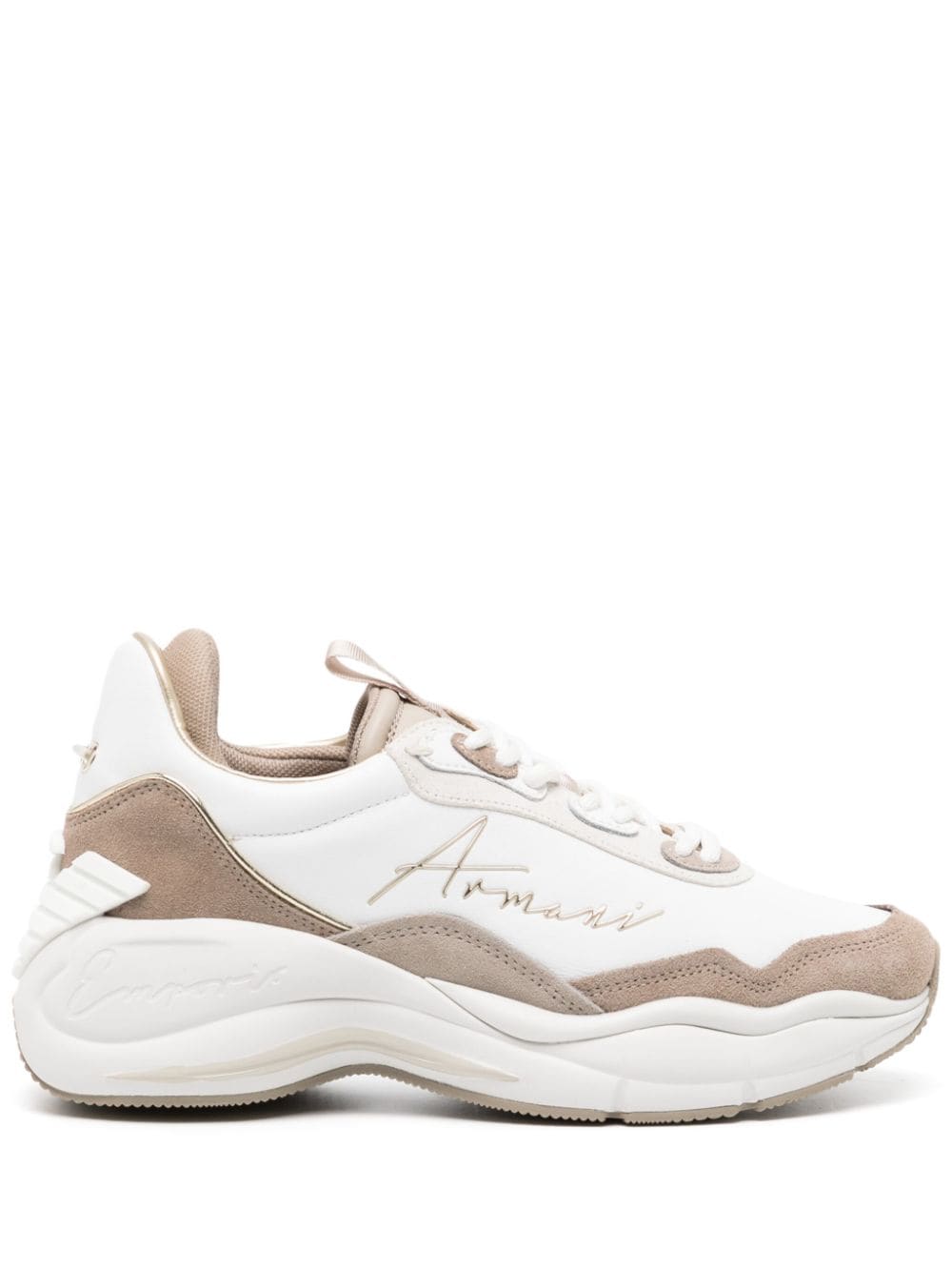 Emporio Armani logo-lettering chunky sneakers - White von Emporio Armani