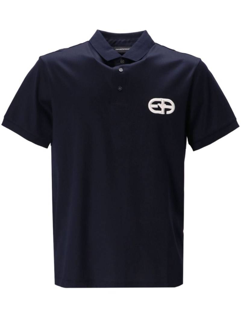 Emporio Armani logo-patch button-fastening polo shirt - Blue von Emporio Armani