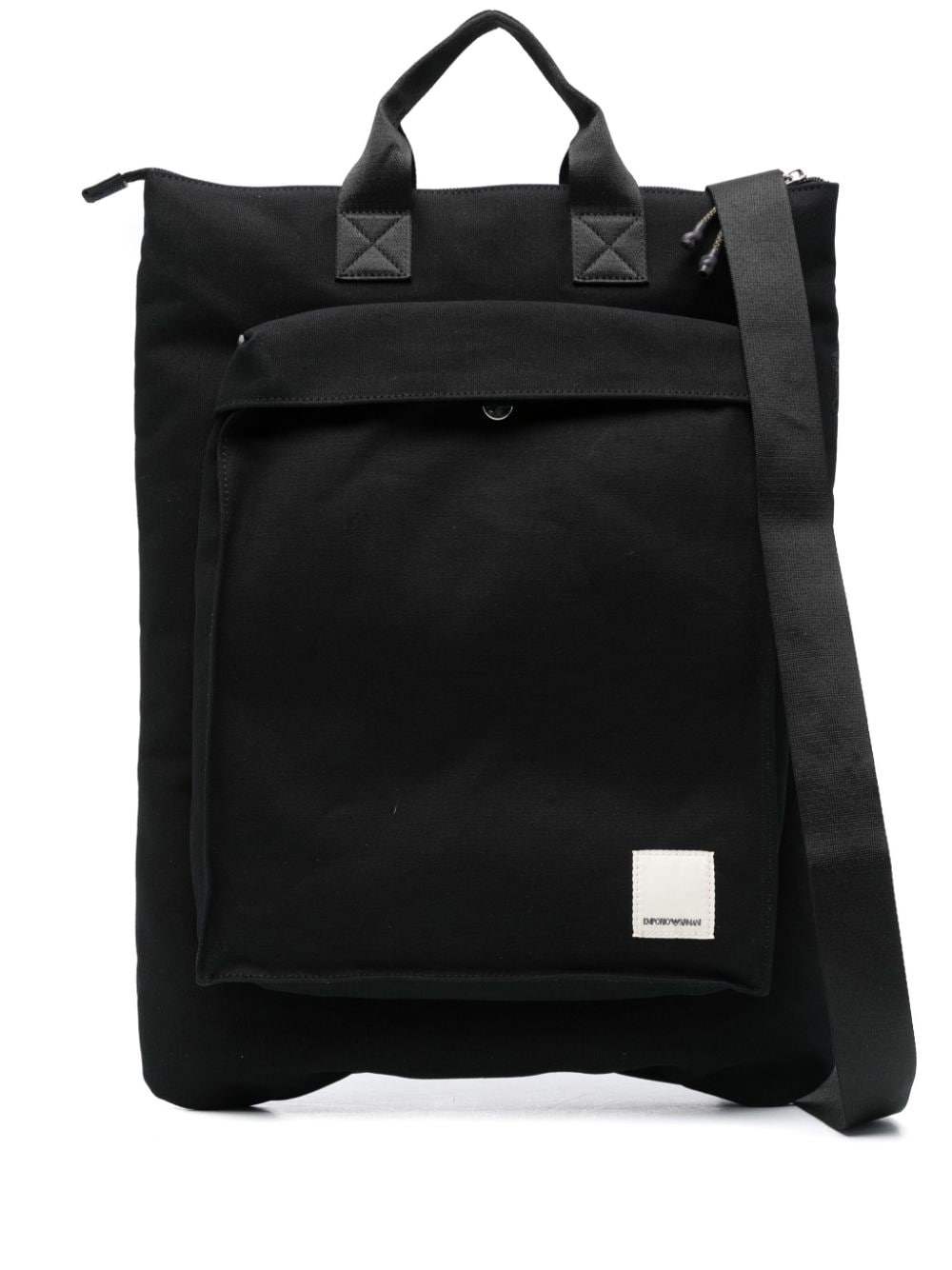 Emporio Armani logo-patch canvas tote bag - Black von Emporio Armani