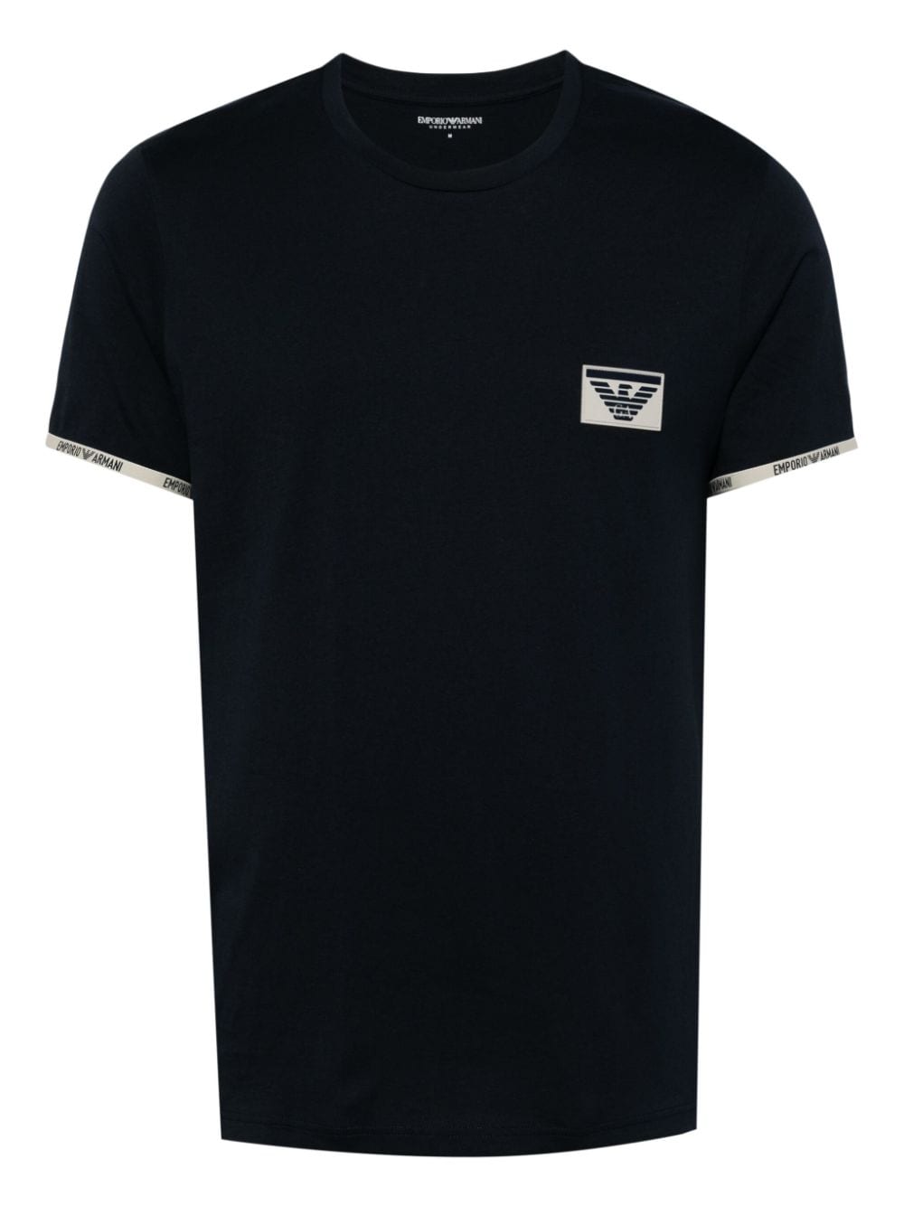 Emporio Armani logo-patch cotton T-shirt - Blue von Emporio Armani