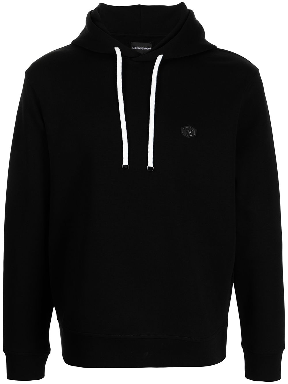 Emporio Armani logo-patch cotton-blend hoodie - Black von Emporio Armani