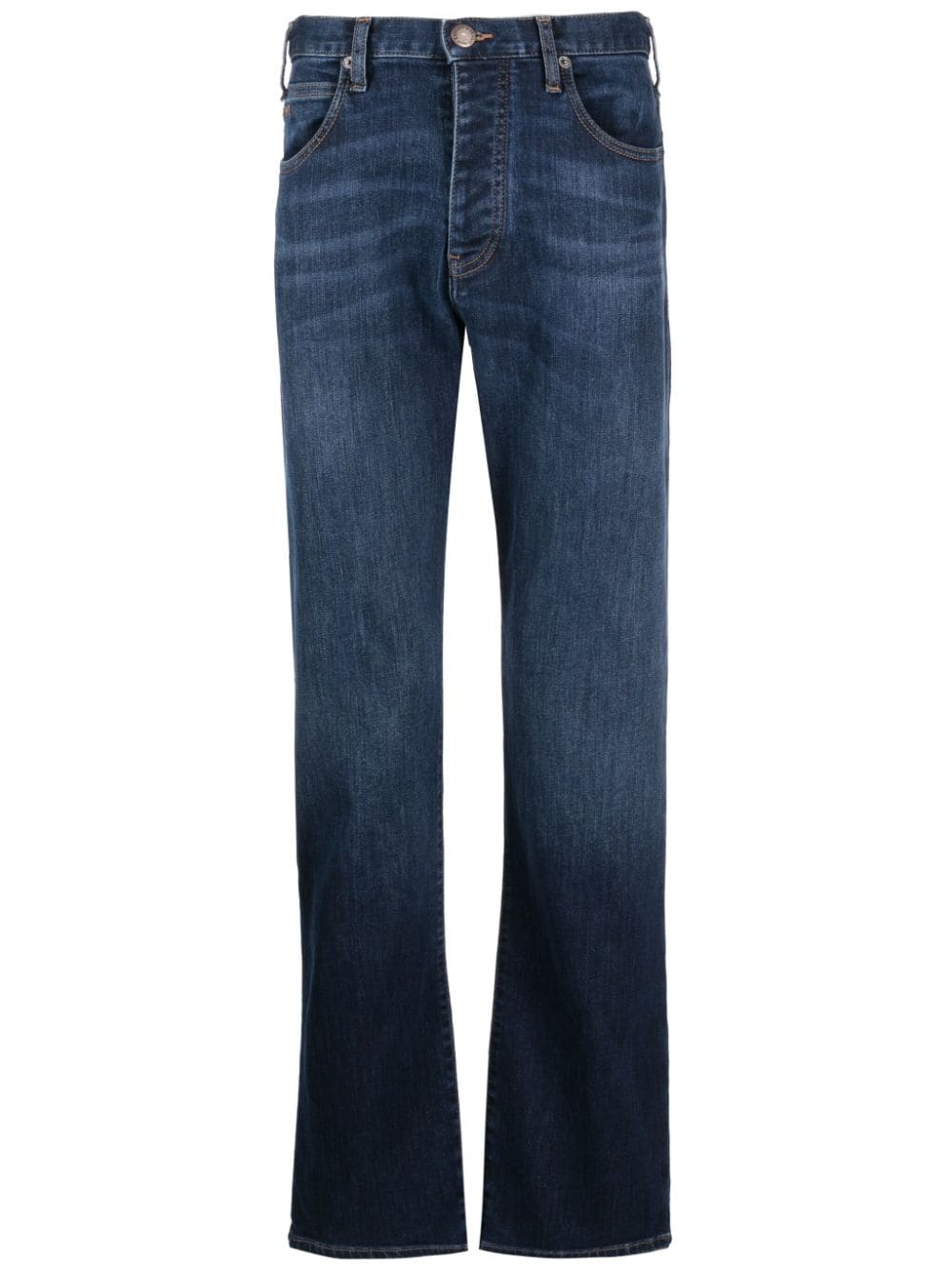 Emporio Armani logo-patch cotton tapered jeans - Blue von Emporio Armani