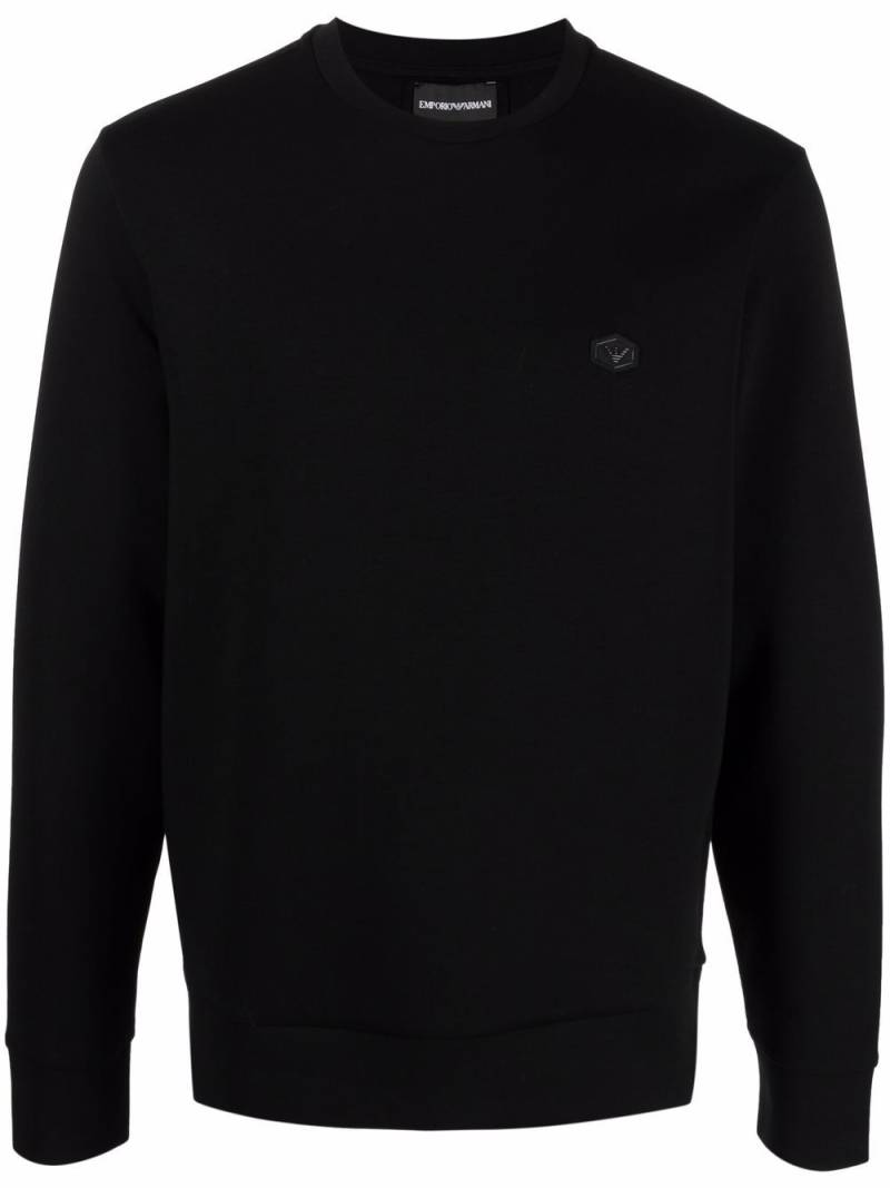 Emporio Armani logo-patch crew-neck sweatshirt - Black von Emporio Armani