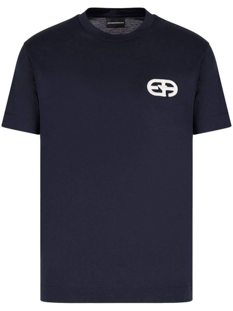Emporio Armani logo-patch jersey T-shirt - Blue von Emporio Armani