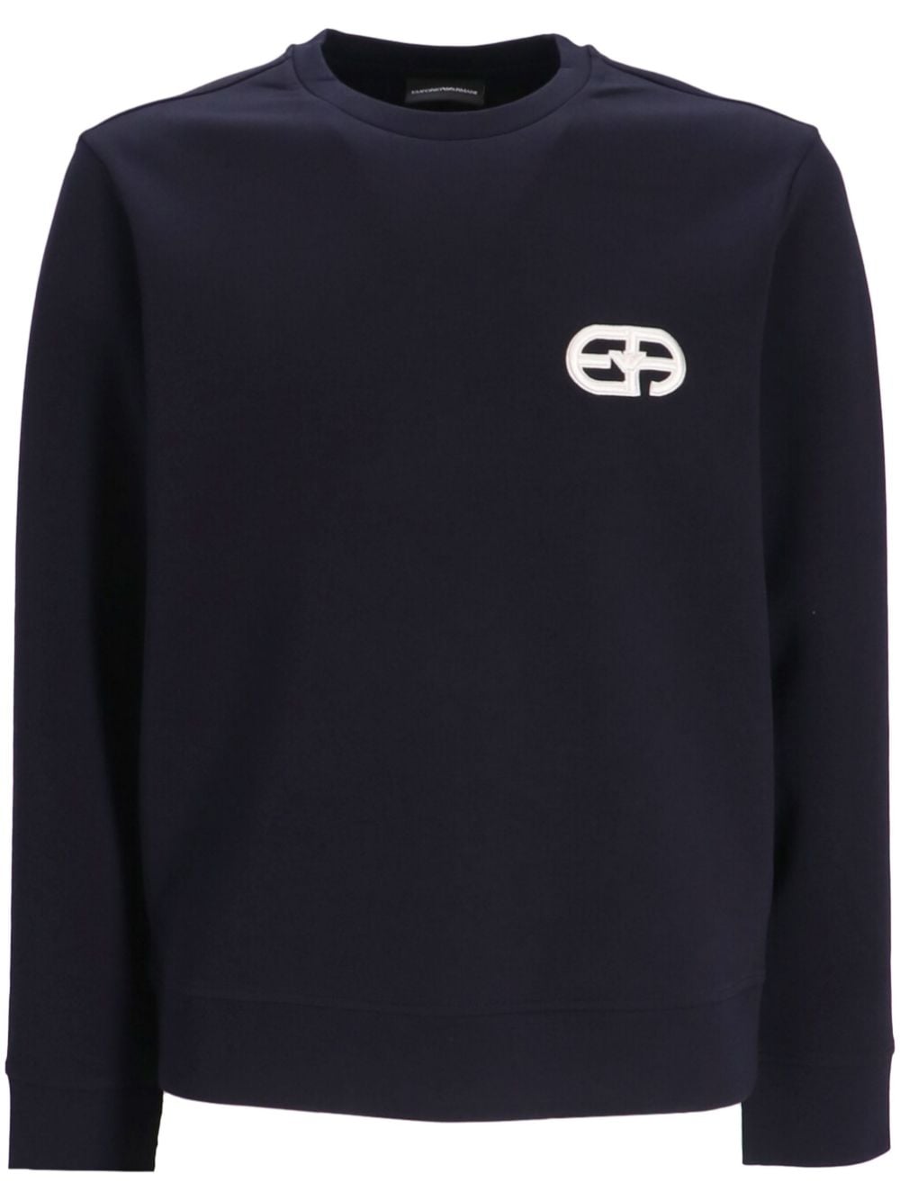 Emporio Armani logo-patch long-sleeve sweatshirt - Blue von Emporio Armani