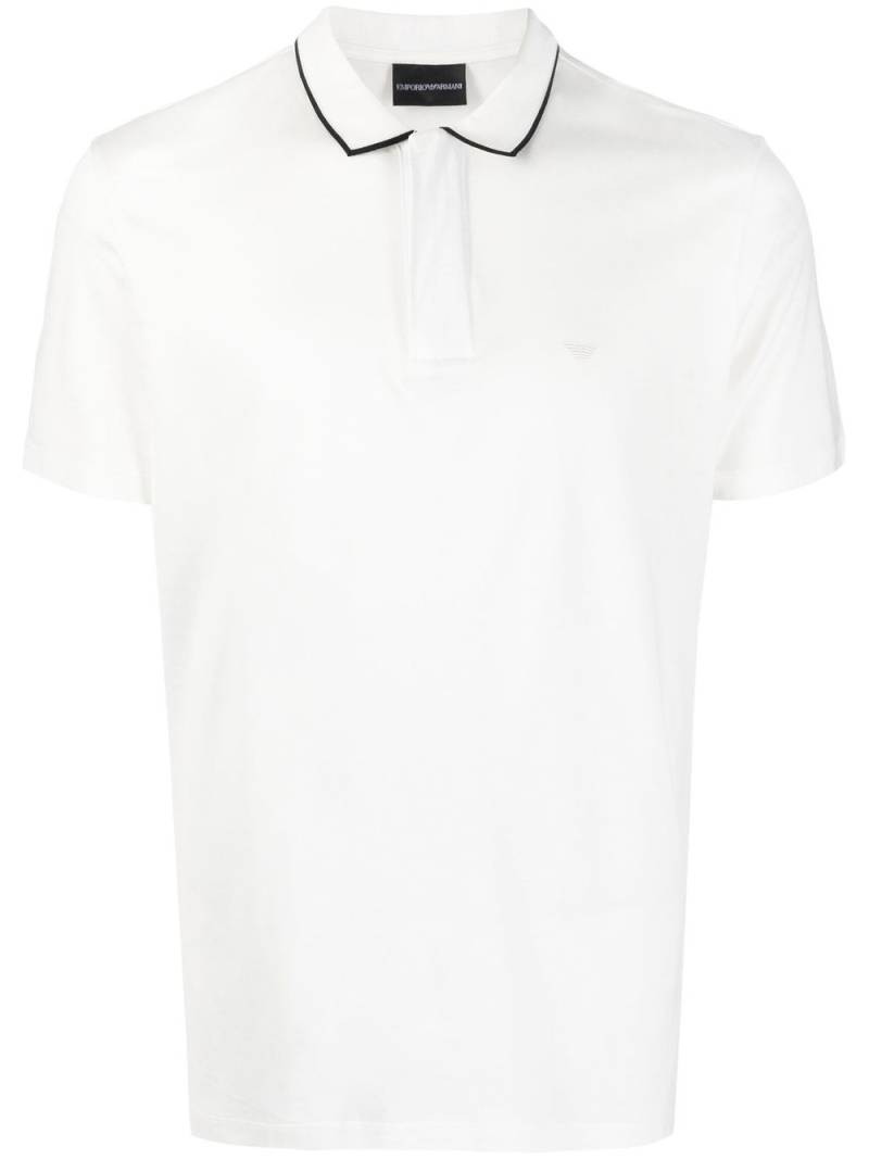 Emporio Armani logo-patch polo shirt - White von Emporio Armani