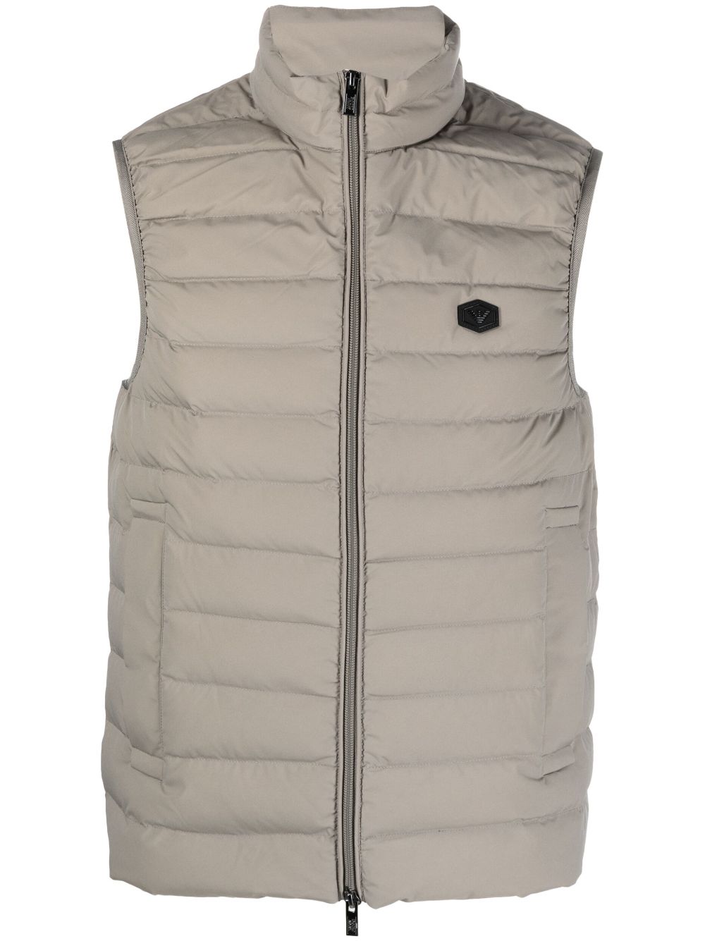 Emporio Armani logo-patch zip-up gilet - Grey von Emporio Armani