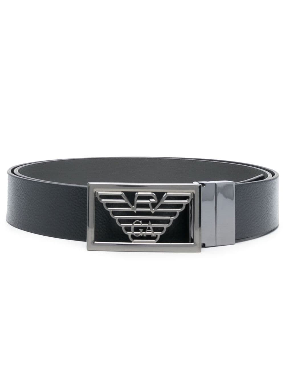 Emporio Armani logo-plaque buckle belt - Black von Emporio Armani