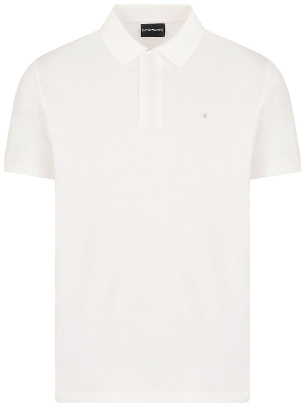 Emporio Armani logo-plaque cotton polo shirt - White von Emporio Armani